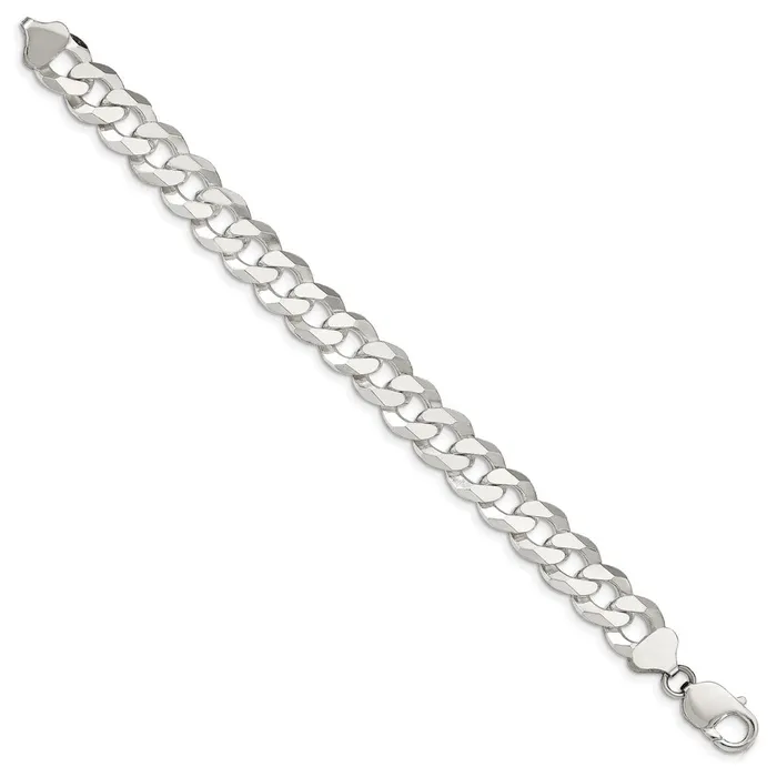 TreasureFineJewelers Necklaces Sterling Silver 123mm Beveled Curb Chain