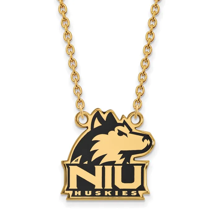 TreasureFineJewelers Necklaces Sterling Silver Goldplated Northern Illinois University NIU Huskies Large Enameled Pendant 18 inch Necklace TreasureFineJewelers Necklaces Sterling Silver Goldplated Northern Illinois University NIU Huskies Large Enameled Pendant 18 inch Necklace