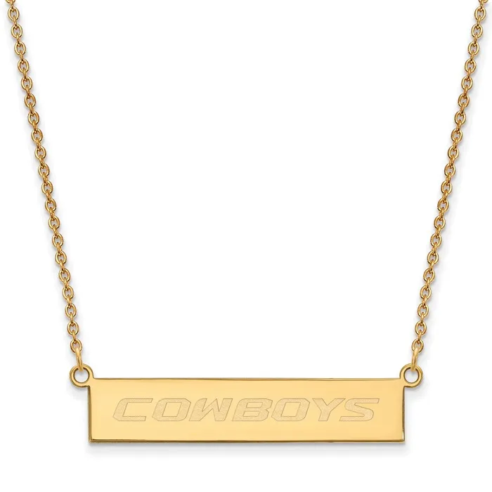 TreasureFineJewelers Necklaces Sterling Silver Goldplated Oklahoma State University Cowboys Small Bar 18 inch Necklace TreasureFineJewelers Necklaces Sterling Silver Goldplated Oklahoma State University Cowboys Small Bar 18 inch Necklace