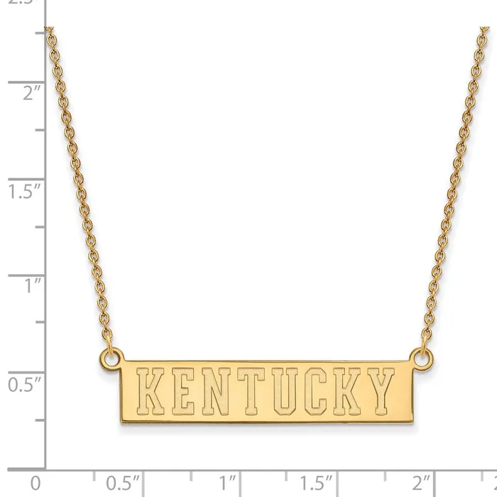 TreasureFineJewelers Necklaces Sterling Silver Goldplated University of Kentucky Small Bar Pendant 18 inch Necklace