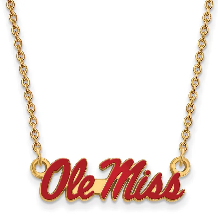 TreasureFineJewelers Necklaces Sterling Silver Goldplated University of Mississippi Ole Miss Small Enameled Pendant 18 inch Necklace TreasureFineJewelers Necklaces Sterling Silver Goldplated University of Mississippi Ole Miss Small Enameled Pendant 18 inch Necklace