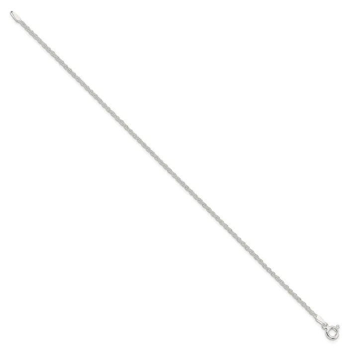 TreasureFineJewelers Rings Sterling Silver 18mm Solid Rope Chain Anklet