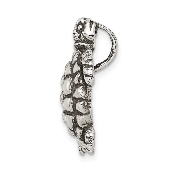 TreasureFineJewelers Rings Sterling Silver Antiqued Turtle Charm