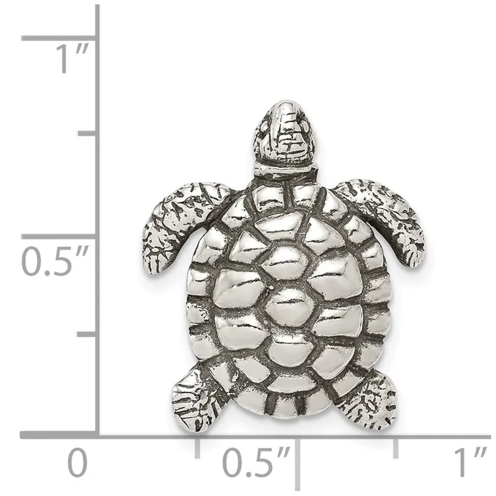 TreasureFineJewelers Rings Sterling Silver Antiqued Turtle Charm