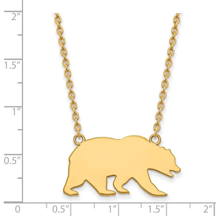 TreasureFineJewelers Sterling Silver Goldplated University of California Berkeley Bear Large Pendant 18 inch Necklace Necklaces