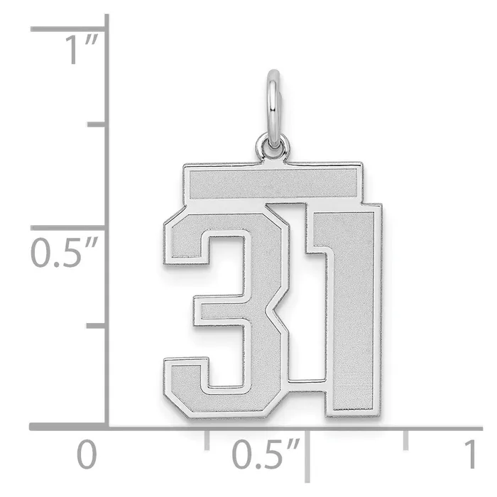 TreasureFineJewelers Sterling SilverRhodiumplated Satin Number 31 Charm Rings