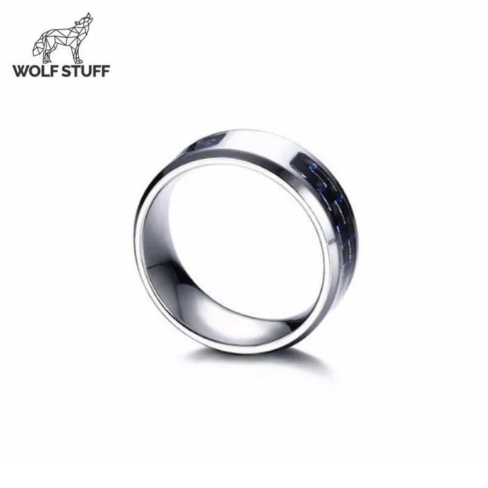Blue Carbon Fiber Ring Wolf Stuff Rings